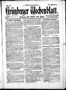 Gr&uuml;nberger Wochenblatt: Zeitung f&uuml;r Stadt und Land, No. 15. ( 19. Januar 1921 )