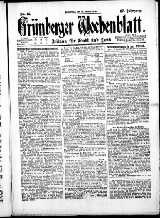 Gr&uuml;nberger Wochenblatt: Zeitung f&uuml;r Stadt und Land, No. 16. ( 20. Januar 1921 )
