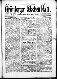 Gr&uuml;nberger Wochenblatt: Zeitung f&uuml;r Stadt und Land, No. 19. ( 23. Januar 1921 )
