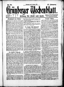 Gr&uuml;nberger Wochenblatt: Zeitung f&uuml;r Stadt und Land, No. 20. ( 25. Januar 1921 )