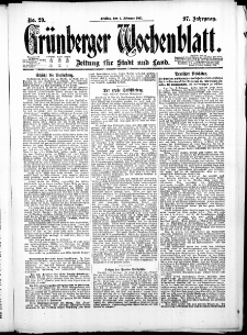 Gr&uuml;nberger Wochenblatt: Zeitung f&uuml;r Stadt und Land, No. 29. ( 4. Februar 1921 )