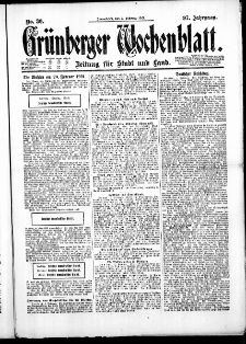 Gr&uuml;nberger Wochenblatt: Zeitung f&uuml;r Stadt und Land, No. 30. ( 5. Februar 1921 )