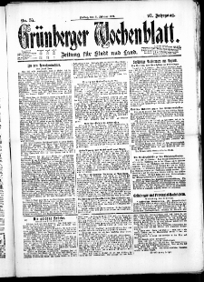 Gr&uuml;nberger Wochenblatt: Zeitung f&uuml;r Stadt und Land, No. 35. ( 11. Februar 1921 )