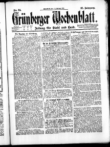 Gr&uuml;nberger Wochenblatt: Zeitung f&uuml;r Stadt und Land, No. 36. ( 12. Februar 1921 )
