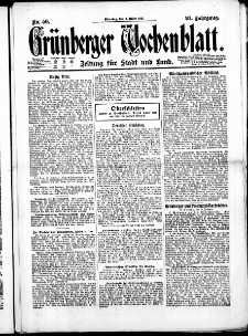 Gr&uuml;nberger Wochenblatt: Zeitung f&uuml;r Stadt und Land, No. 50. ( 1. M&auml;rz 1921 )