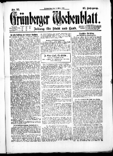 Gr&uuml;nberger Wochenblatt: Zeitung f&uuml;r Stadt und Land, No. 52. ( 3. M&auml;rz 1921 )