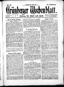 Gr&uuml;nberger Wochenblatt: Zeitung f&uuml;r Stadt und Land, No. 56. ( 8. M&auml;rz 1921 )