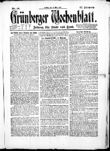 Gr&uuml;nberger Wochenblatt: Zeitung f&uuml;r Stadt und Land, No. 59. ( 11. M&auml;rz 1921 )