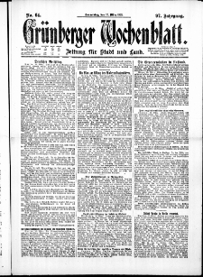 Gr&uuml;nberger Wochenblatt: Zeitung f&uuml;r Stadt und Land, No. 64. ( 17. M&auml;rz 1921 )