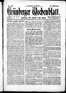 Gr&uuml;nberger Wochenblatt: Zeitung f&uuml;r Stadt und Land, No. 88. ( 16. April 1921 )