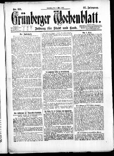 Gr&uuml;nberger Wochenblatt: Zeitung f&uuml;r Stadt und Land, No. 101. ( 1. Mai 1921 )
