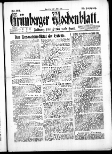 Gr&uuml;nberger Wochenblatt: Zeitung f&uuml;r Stadt und Land, No. 106. ( 8. Mai 1921 )