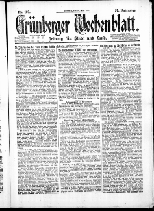 Gr&uuml;nberger Wochenblatt: Zeitung f&uuml;r Stadt und Land, No. 107. ( 10. Mai 1921 )