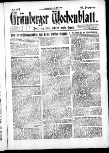 Gr&uuml;nberger Wochenblatt: Zeitung f&uuml;r Stadt und Land, No. 108. ( 11. Mai 1921 )