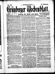 Gr&uuml;nberger Wochenblatt: Zeitung f&uuml;r Stadt und Land, No. 126. ( 2. Juni 1921 )