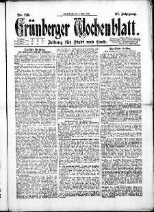 Gr&uuml;nberger Wochenblatt: Zeitung f&uuml;r Stadt und Land, No. 128. ( 4. Juni 1921 )