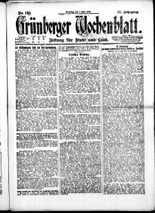 Gr&uuml;nberger Wochenblatt: Zeitung f&uuml;r Stadt und Land, No. 130. ( 7. Juni 1921 )