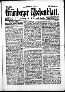 Gr&uuml;nberger Wochenblatt: Zeitung f&uuml;r Stadt und Land, No. 132. ( 9. Juni 1921 )