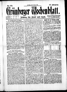 Gr&uuml;nberger Wochenblatt: Zeitung f&uuml;r Stadt und Land, No. 135. ( 12. Juni 1921 )