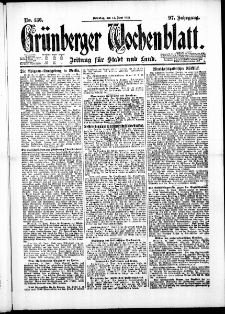 Gr&uuml;nberger Wochenblatt: Zeitung f&uuml;r Stadt und Land, No. 136. ( 14. Juni 1921 )