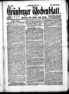 Gr&uuml;nberger Wochenblatt: Zeitung f&uuml;r Stadt und Land, No. 142. ( 21. Juni 1921 )