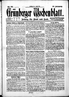 Gr&uuml;nberger Wochenblatt: Zeitung f&uuml;r Stadt und Land, No. 151. ( 1. Juli 1921 )