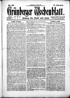 Gr&uuml;nberger Wochenblatt: Zeitung f&uuml;r Stadt und Land, No. 153. ( 3. Juli 1921 )