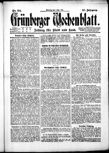 Gr&uuml;nberger Wochenblatt: Zeitung f&uuml;r Stadt und Land, No. 154. ( 5. Juli 1921 )