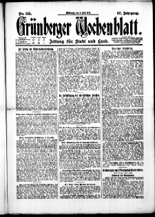 Gr&uuml;nberger Wochenblatt: Zeitung f&uuml;r Stadt und Land, No. 155. ( 6. Juli 1921 )