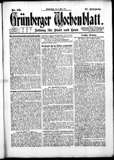 Gr&uuml;nberger Wochenblatt: Zeitung f&uuml;r Stadt und Land, No. 156. ( 7. Juli 1921 )