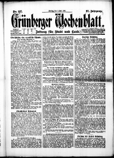 Gr&uuml;nberger Wochenblatt: Zeitung f&uuml;r Stadt und Land, No. 157. ( 8. Juli 1921 )