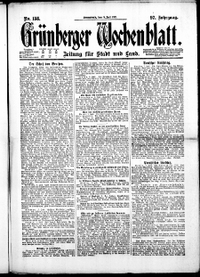 Gr&uuml;nberger Wochenblatt: Zeitung f&uuml;r Stadt und Land, No. 158. ( 9. Juli 1921 )