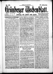 Gr&uuml;nberger Wochenblatt: Zeitung f&uuml;r Stadt und Land, No. 159. ( 10. Juli 1921 )