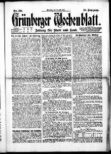 Gr&uuml;nberger Wochenblatt: Zeitung f&uuml;r Stadt und Land, No. 160. ( 12. Juli 1921 )