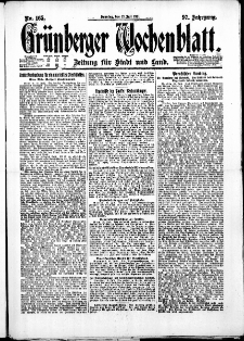 Gr&uuml;nberger Wochenblatt: Zeitung f&uuml;r Stadt und Land, No. 165. ( 17. Juli 1921 )