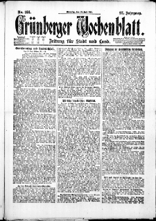 Gr&uuml;nberger Wochenblatt: Zeitung f&uuml;r Stadt und Land, No. 166. ( 19. Juli 1921 )