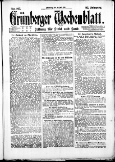 Gr&uuml;nberger Wochenblatt: Zeitung f&uuml;r Stadt und Land, No. 167. ( 20. Juli 1921 )