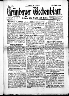 Gr&uuml;nberger Wochenblatt: Zeitung f&uuml;r Stadt und Land, No. 168. ( 21. Juli 1921 )