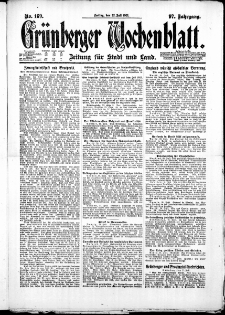 Gr&uuml;nberger Wochenblatt: Zeitung f&uuml;r Stadt und Land, No. 169. ( 22. Juli 1921 )