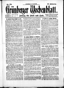 Gr&uuml;nberger Wochenblatt: Zeitung f&uuml;r Stadt und Land, No. 170. ( 23. Juli 1921 )