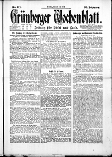 Gr&uuml;nberger Wochenblatt: Zeitung f&uuml;r Stadt und Land, No. 171. ( 24. Juli 1921 )