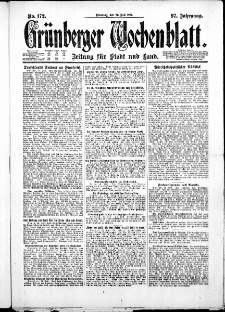 Gr&uuml;nberger Wochenblatt: Zeitung f&uuml;r Stadt und Land, No. 172. ( 26. Juli 1921 )