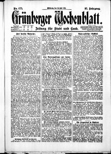 Gr&uuml;nberger Wochenblatt: Zeitung f&uuml;r Stadt und Land, No. 173. ( 27. Juli 1921 )