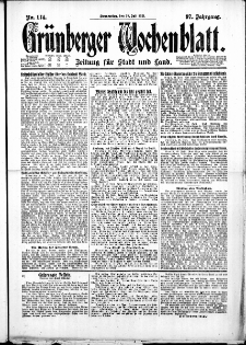 Gr&uuml;nberger Wochenblatt: Zeitung f&uuml;r Stadt und Land, No. 174. ( 28. Juli 1921 )