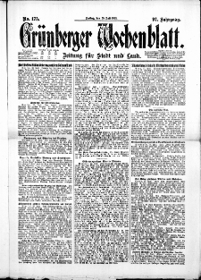 Gr&uuml;nberger Wochenblatt: Zeitung f&uuml;r Stadt und Land, No. 175. ( 29. Juli 1921 )