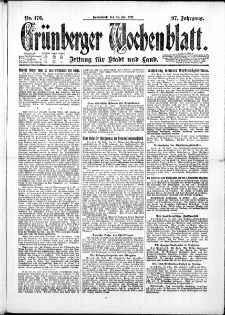 Gr&uuml;nberger Wochenblatt: Zeitung f&uuml;r Stadt und Land, No. 176. ( 30. Juli 1921 )