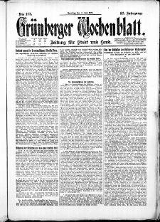 Gr&uuml;nberger Wochenblatt: Zeitung f&uuml;r Stadt und Land, No. 177. ( 31. Juli 1921 )