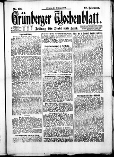 Gr&uuml;nberger Wochenblatt: Zeitung f&uuml;r Stadt und Land, No. 196. ( 23. August 1921 )