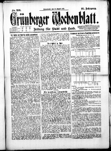 Gr&uuml;nberger Wochenblatt: Zeitung f&uuml;r Stadt und Land, No. 200. ( 27. August 1921 )
