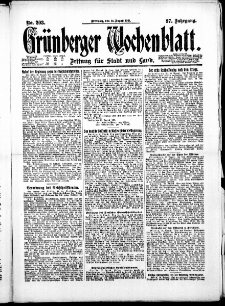 Gr&uuml;nberger Wochenblatt: Zeitung f&uuml;r Stadt und Land, No. 203. ( 31. August 1921 )